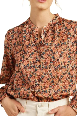 Trovata Birds of Paradis Aubree Blouse in Cranberry Ditsy