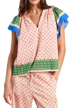 Trovata Birds of Paradis Clover Blouse in Santorini Border