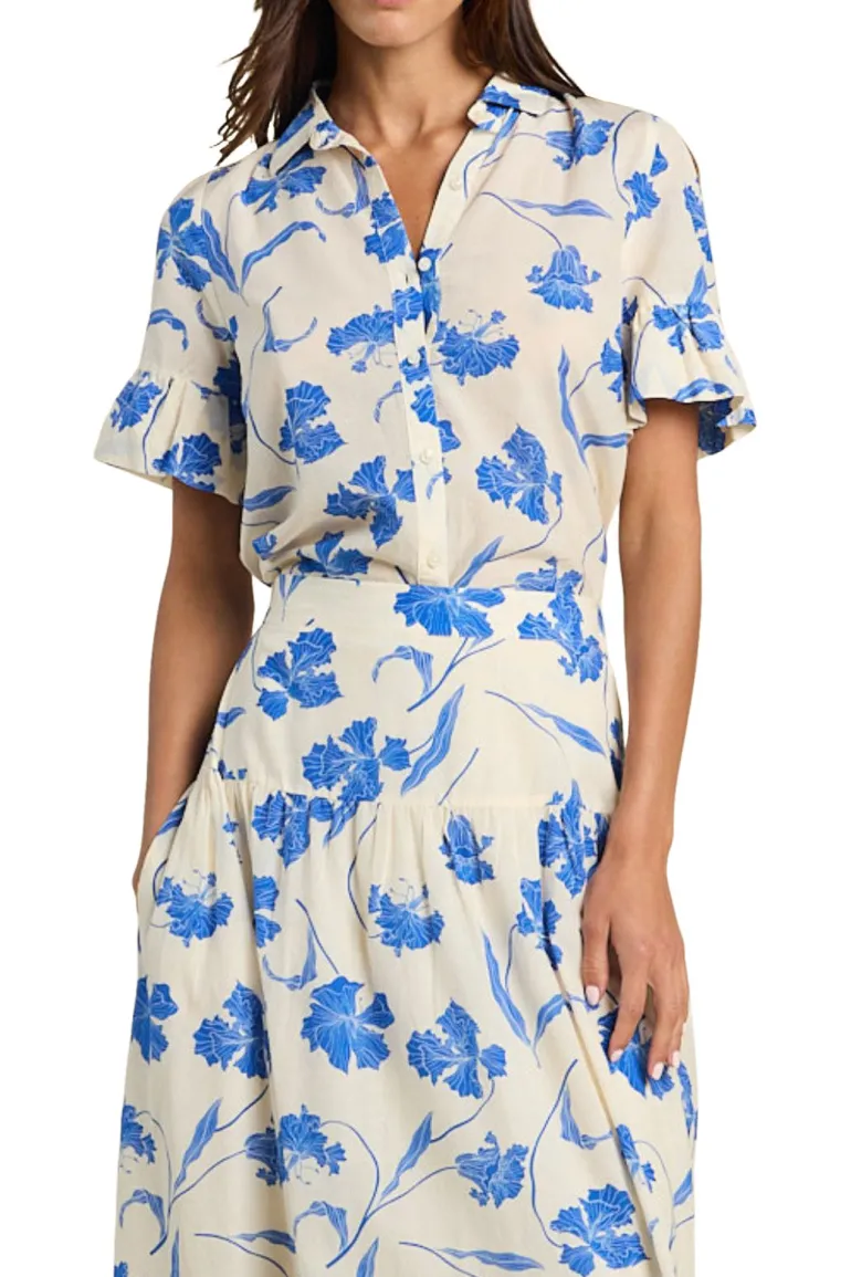 Trovata Birds of Paradis Lena Blouse in Blue Iris