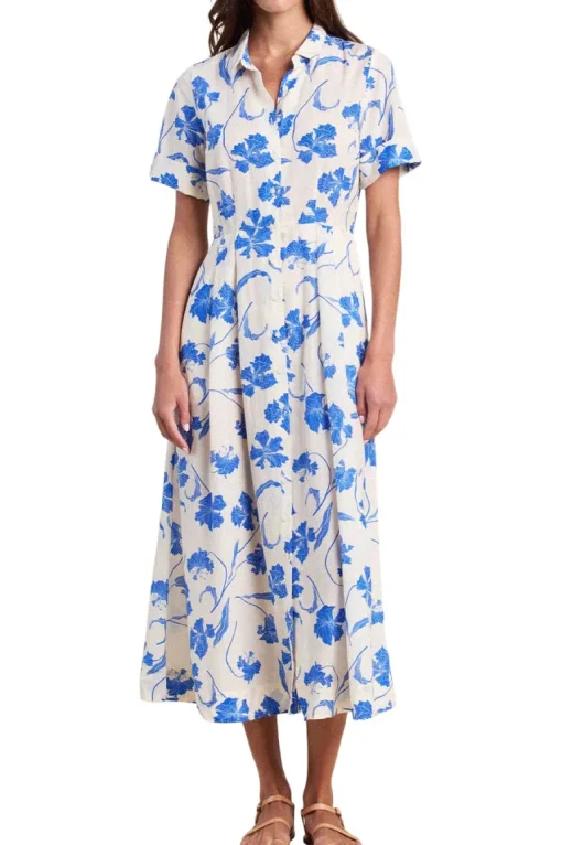 Trovata Birds of Paradis Aster Dress in Blue Iris