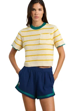Trovata Birds of Paradis Jules Sweater Tshirt in Yellow Stripe