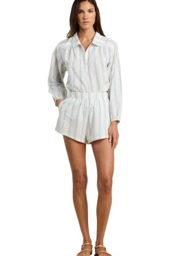 Trovata Birds of Paradis Marisol Blouse in Cerulean Stripe