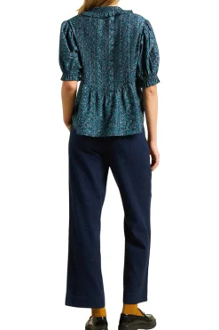 Trovata Birds of Paradis Jess Blouse in Blue Ridge Ditsy