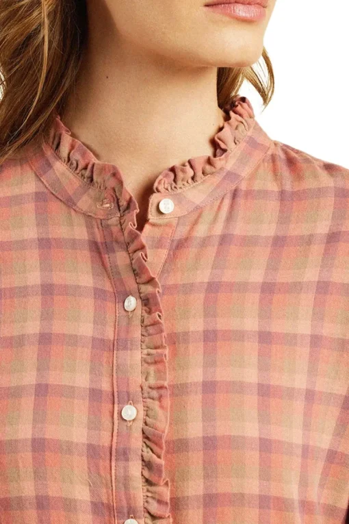 Trovata Birds of Paradis Breezy Blouse in Aragon Gingham