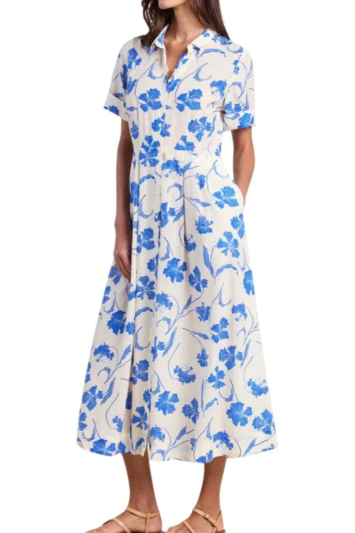 Trovata Birds of Paradis Aster Dress in Blue Iris