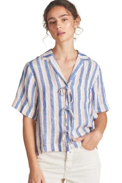 Trovata Birds of Paradise Inez Shirt in Azul Stripe