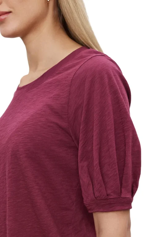 Velvet Anabelle Cotton Slub Tee in Merlot