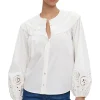 Velvet Carden Eyelet Blouse in Cream