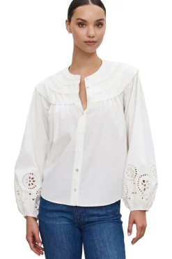 Velvet Carden Eyelet Blouse in Cream