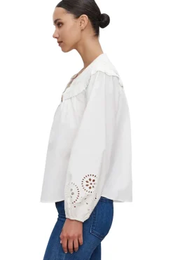 Velvet Carden Eyelet Blouse in Cream