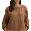 Velvet Cass Linen Top in Bark