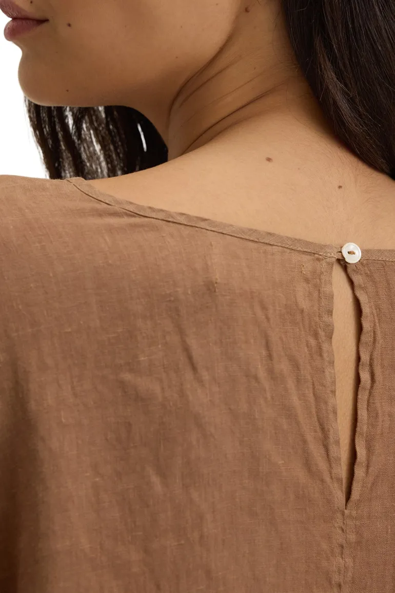 Velvet Cass Linen Top in Bark