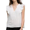 Velvet Eva Textured Cotton Gauze Top in White
