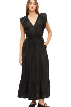 Velvet Ginger Linen Dress in Black