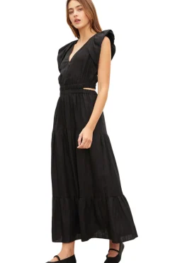 Velvet Ginger Linen Dress in Black