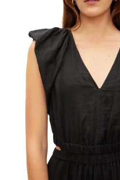 Velvet Ginger Linen Dress in Black