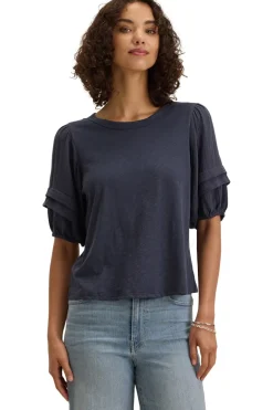 Velvet Haden Pintuck Sleeve T-shirt in Crater