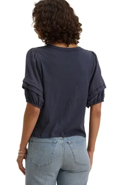 Velvet Haden Pintuck Sleeve T-shirt in Crater