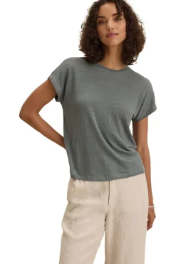Velvet Jasmine Linen Knit Short Sleeve Crewneck Tee