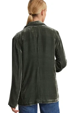 Velvet Kyla Silk Velvet Relaxed Blazer in Marsh