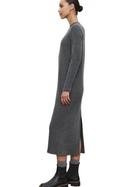 Velvet Liz Ribbed Dress in Charcoal