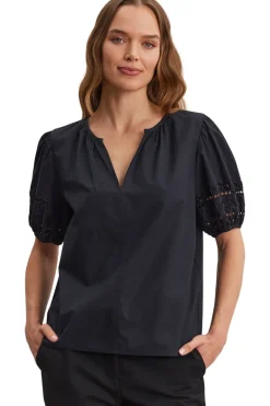 Velvet Martah Beaded Detail Top in Black