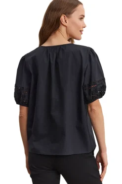 Velvet Martah Beaded Detail Top in Black