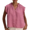 Velvet Semira Woven Linen Top in Beet