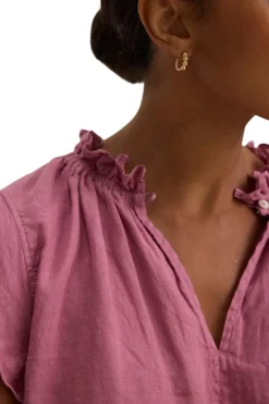 Velvet Semira Woven Linen Top in Beet