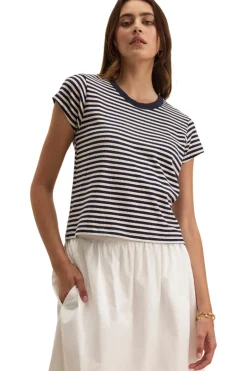 Velvet Tash Short Sleeve Crewneck Tee in Navy