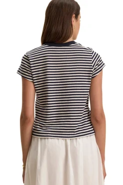 Velvet Tash Short Sleeve Crewneck Tee in Navy