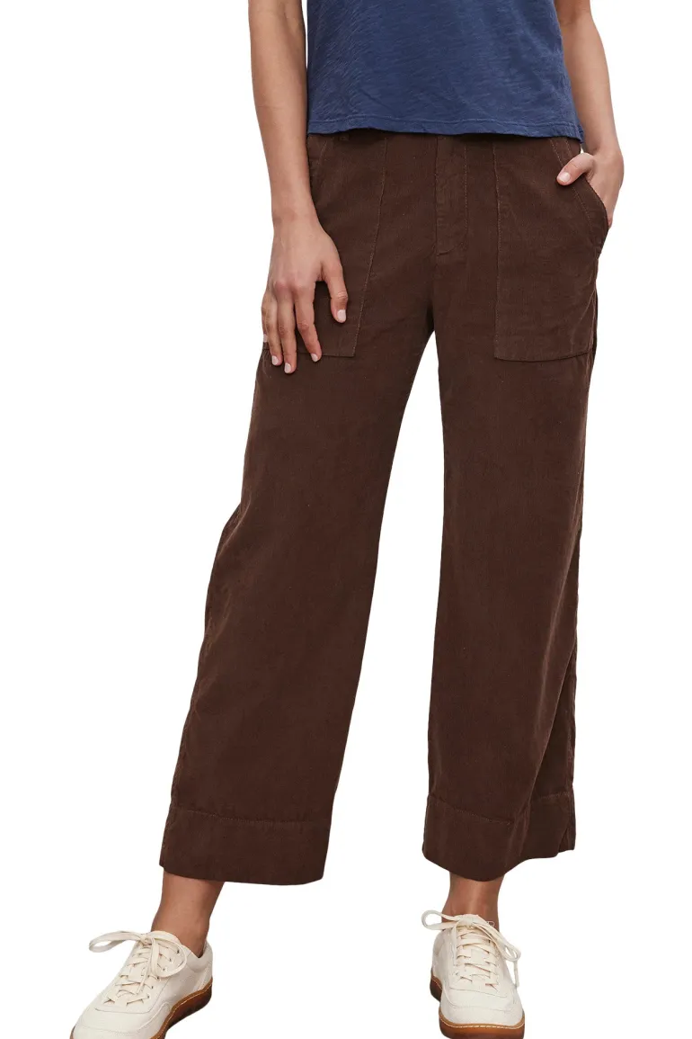 Velvet Vera Corduroy Wide Leg Trouser in Bark
