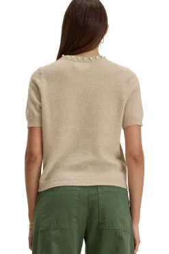 Velvet Yara Cashmere Crewneck Sweater in Wheat