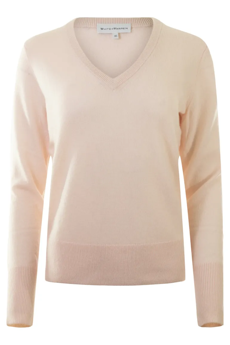 White & Warren Cashmere V-neck Sweater