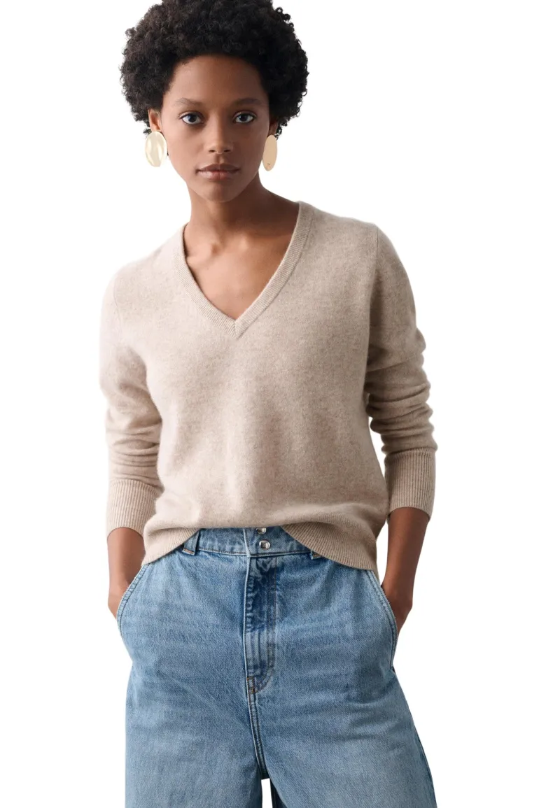 White & Warren Cashmere V-neck Sweater