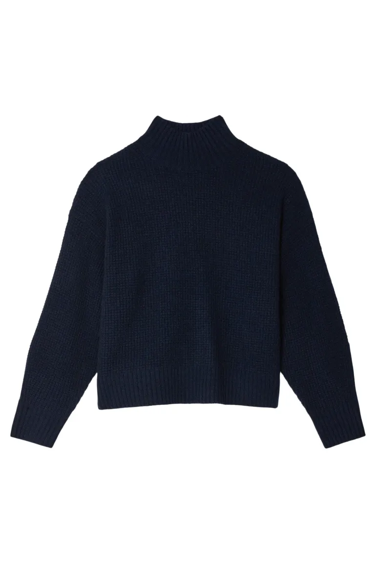 White & Warren Cashmere Waffle Standneck
