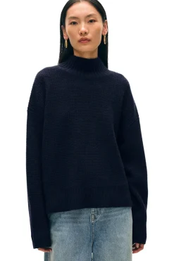 White & Warren Cashmere Waffle Standneck