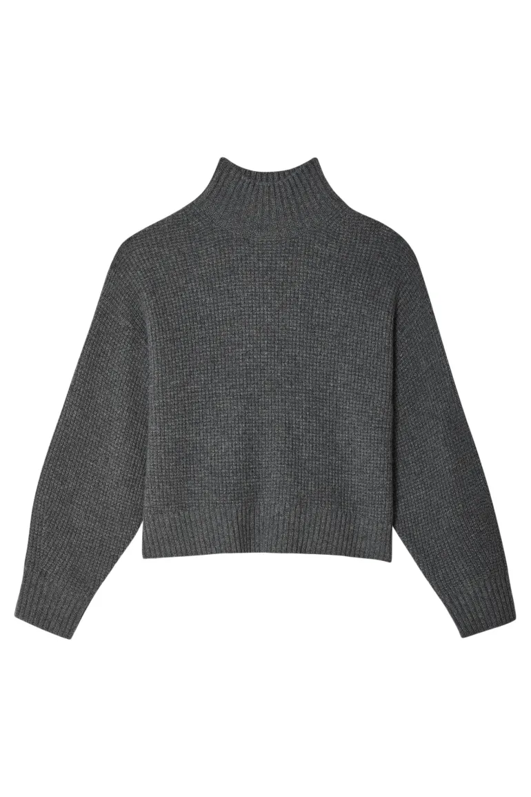 White & Warren Cashmere Waffle Standneck