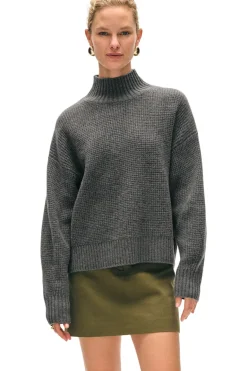 White & Warren Cashmere Waffle Standneck