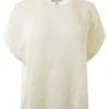 White & Warren Classic Linen Ribbed T-shirt in White