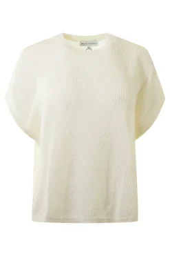 White & Warren Classic Linen Ribbed T-shirt in White