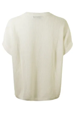 White & Warren Classic Linen Ribbed T-shirt in White