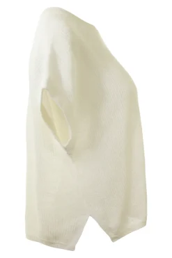 White & Warren Classic Linen Ribbed T-shirt in White