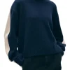 White & Warren Colorblock Sweater in Navy Combo