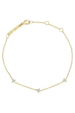 Zoe Chicco 3 Diamond Trio Station Bracelet in 14k Yellow Gold