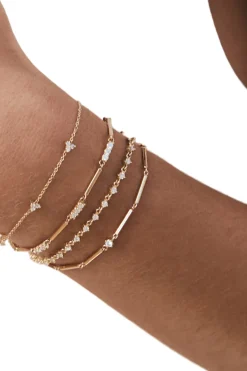 Zoe Chicco 3 Diamond Trio Station Bracelet in 14k Yellow Gold