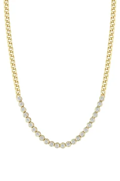 Zoe Chicco Bezel Set Tennis Necklace in Yellow Gold