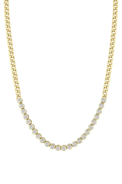 Zoe Chicco Bezel Set Tennis Necklace in Yellow Gold