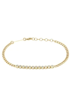 Zoe Chicco Diamond Bezel Tennis Segment Curb Chain Bracelet in 14k Yellow Gold