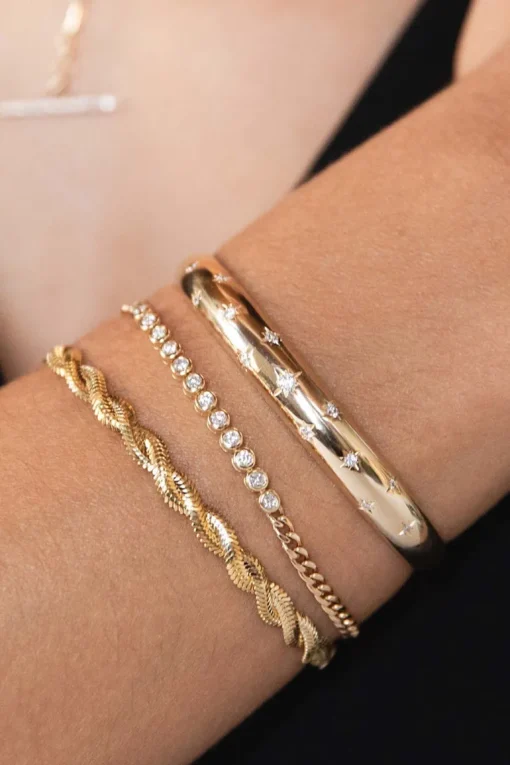 Zoe Chicco Diamond Bezel Tennis Segment Curb Chain Bracelet in 14k Yellow Gold